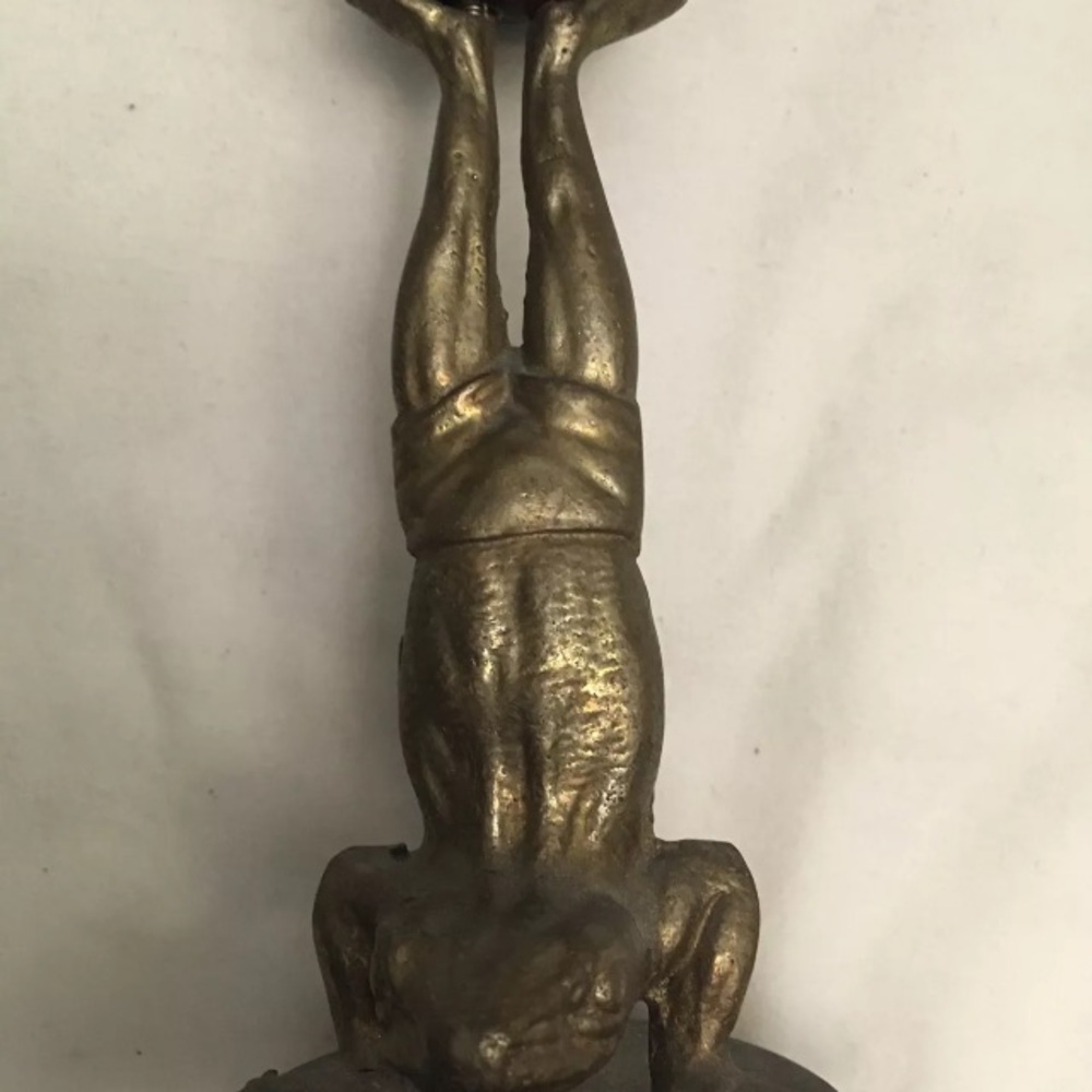 ARTHUR COURT Frog Brass & Wood Candle Holder - Picture 2 of 6